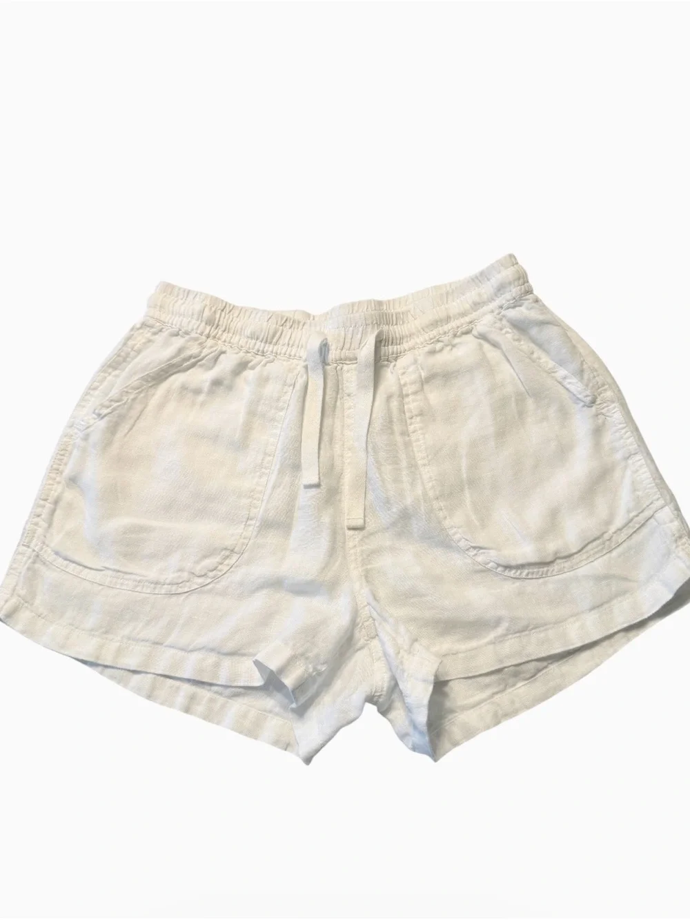 Quince White 100% European Linen Shorts Elastic Drawstring Pocket Size Small EUC - Picture 5 of 13